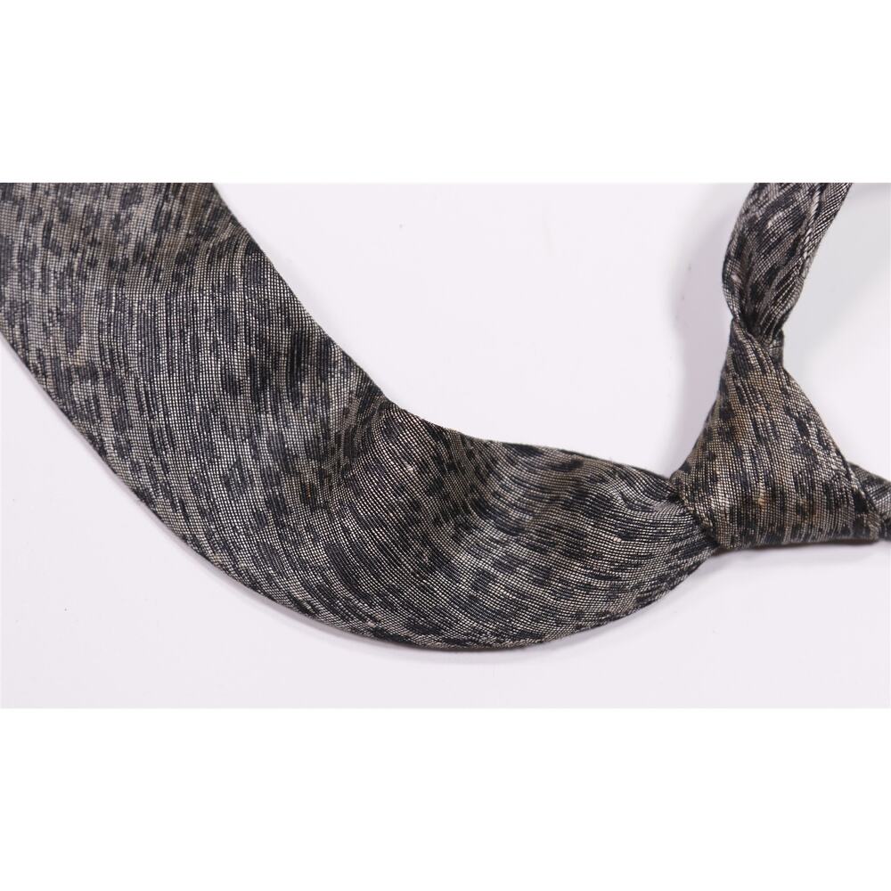 Versace Vintage 70s 80s Gray Black Cotton Linen Slim Necktie Tie